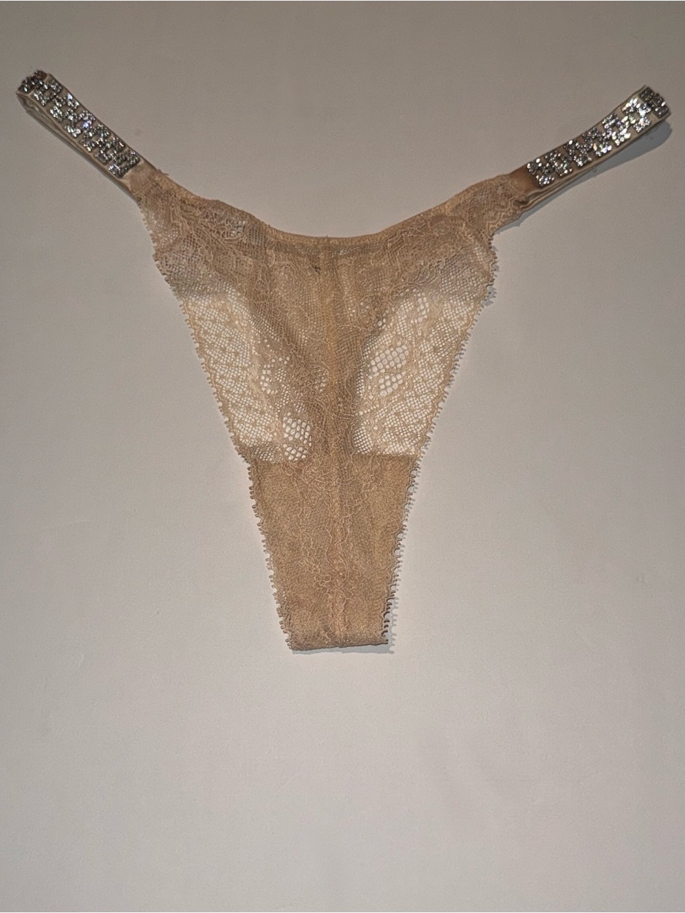 Victoria’s Secret Lace Shine Strap  Thong Panty in Nude